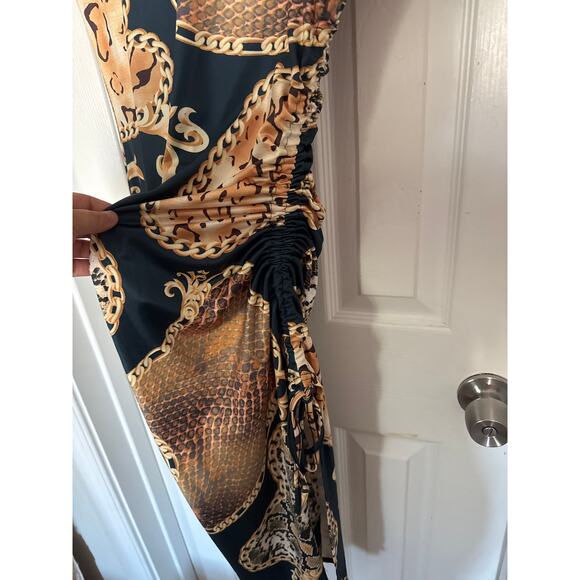 Leopard & Chain Print Drawstring Dress size S - Picture 3 of 6